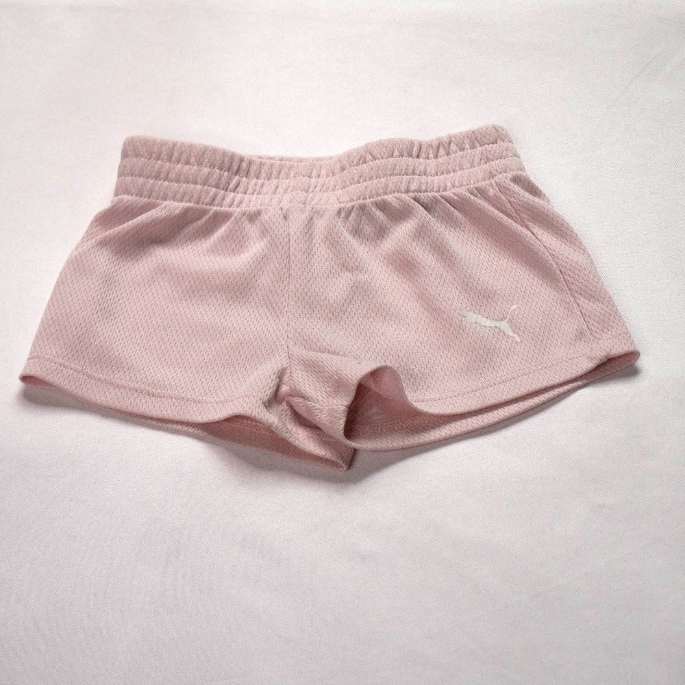 Puma Girl Infant 0-3 months Pink White Logo Elastic Waist Pull On Shorts